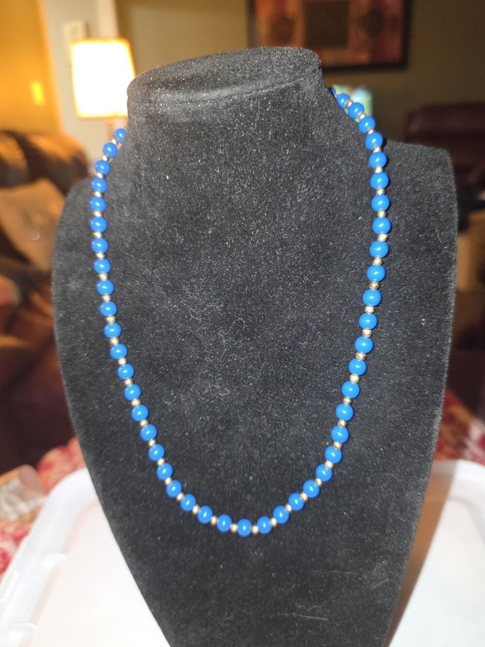 Vintage Monet Blue Bead Necklace